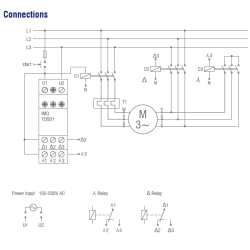 TDSD1 Relais temporisé pour couplage étoile-triangle, 150-500VAC, étoile 1-30s, commutation 20-500ms, IMO